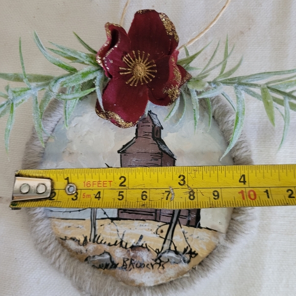 Christmas Ornament Hand Painted Macrame Upcycled Elevator - Picture 5 of 5